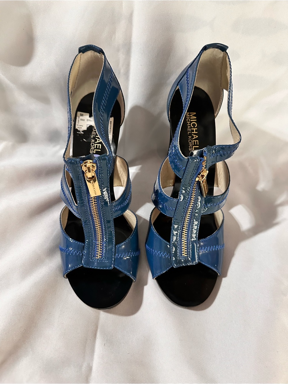 MICHAEL Michael Kors Blue Patent Leather Zipper Heels